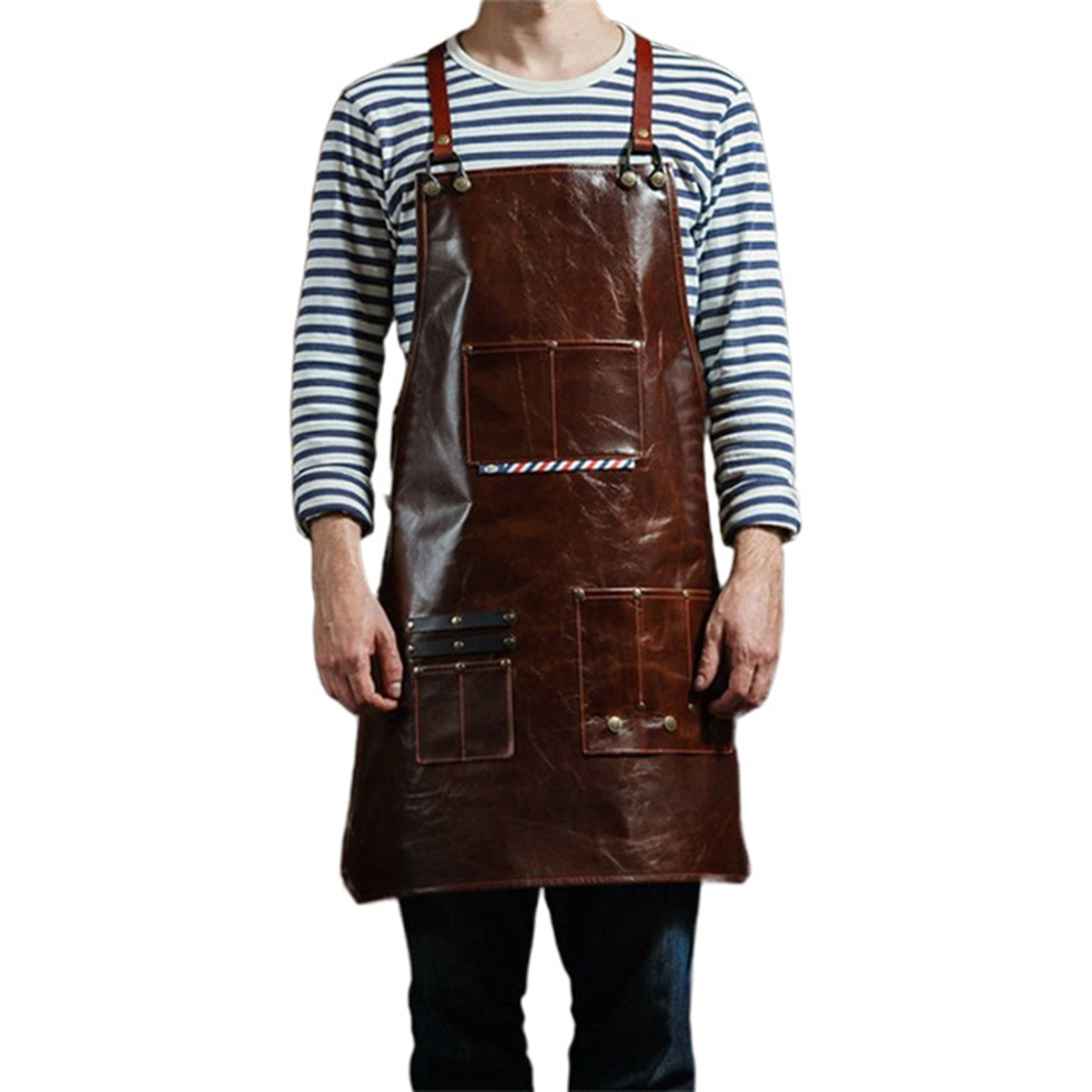 Woodworking Apron - Men's Leather Work Apron with Multi