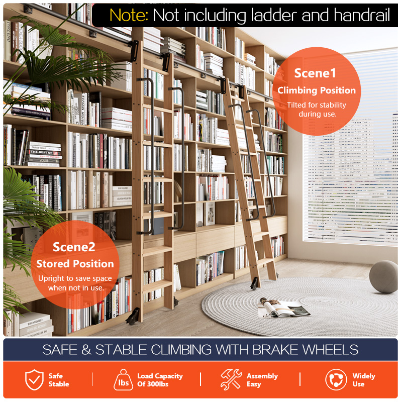 Rolling Library Ladder Hardwar - огляд і ціна Woodworking Lofts