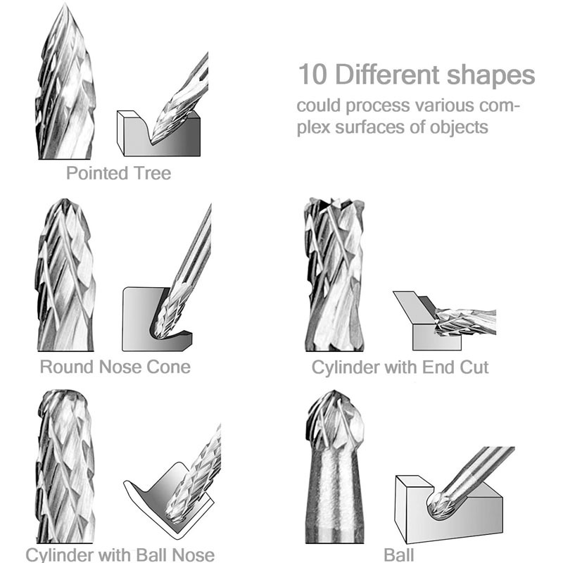 3mm Shank Tungsten Carbide Bur - огляд і ціна Woodworking Rasps And Files