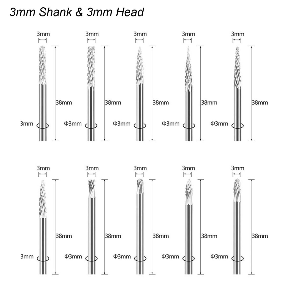 3mm Shank Tungsten Carbide Bur - огляд і ціна Woodworking Rasps And Files