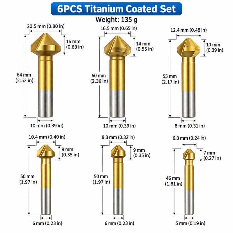 6Pcs 3-Flute Titanium Coated 9 - огляд і ціна Woodworking Router