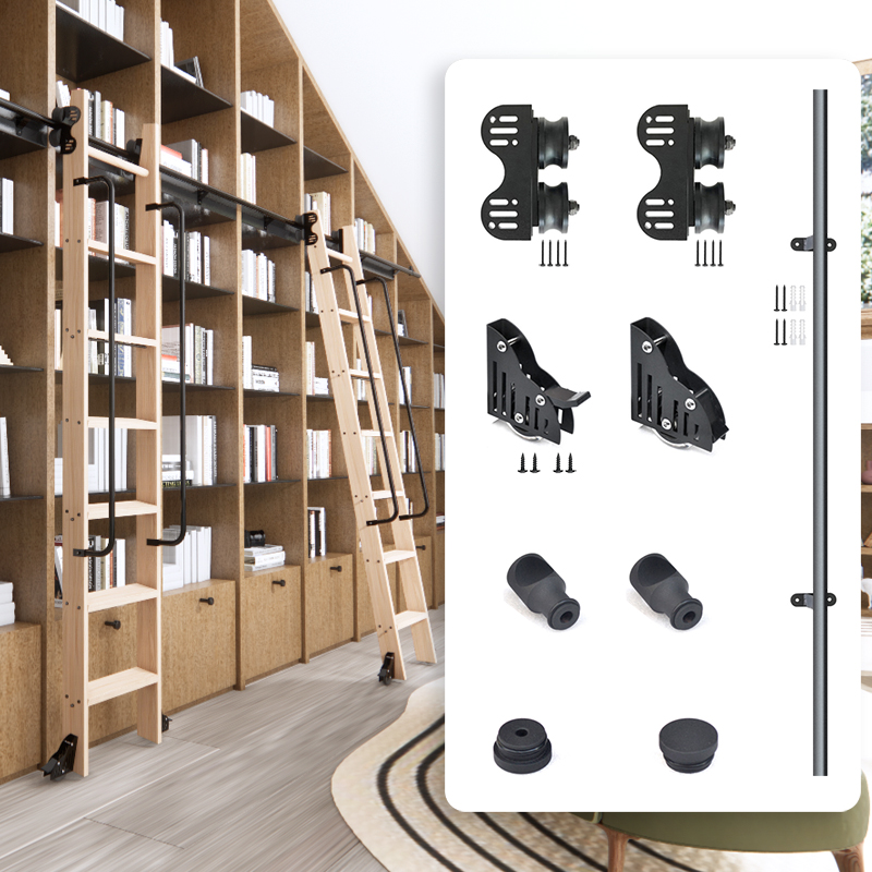 Rolling Library Ladder Hardwar - огляд і ціна Woodworking Lofts